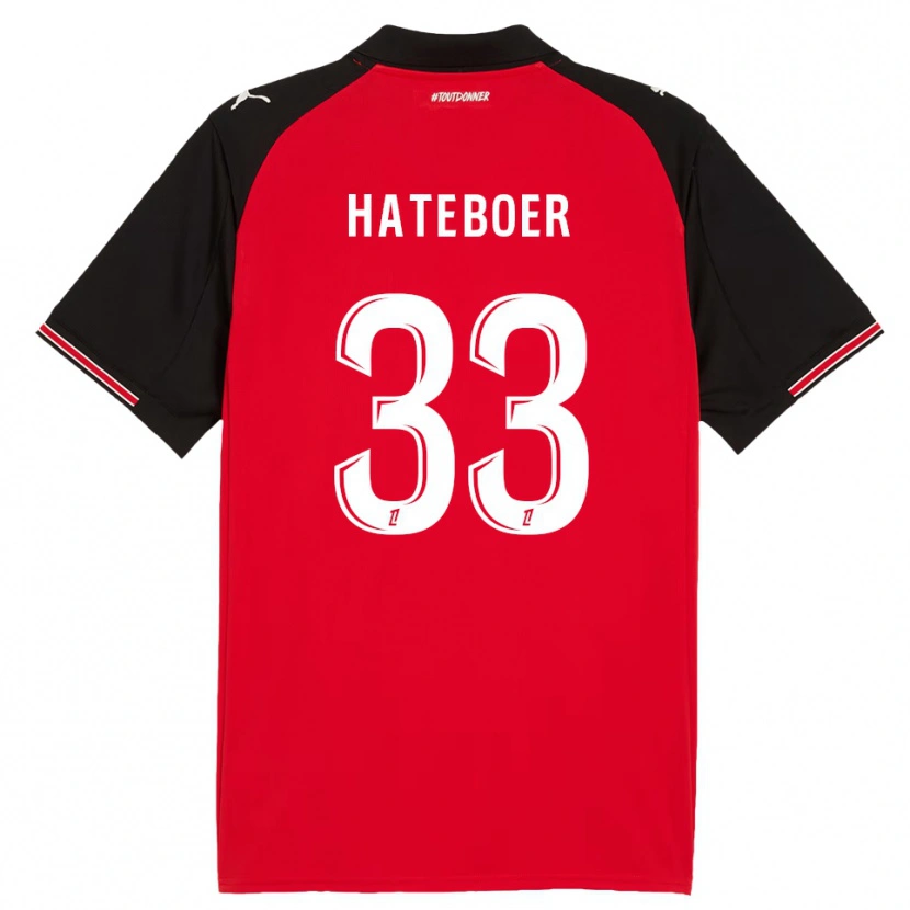 Danxen Homme Maillot Hans Hateboer #33 Rouge Noir Tenues Domicile 2025/26 T-Shirt
