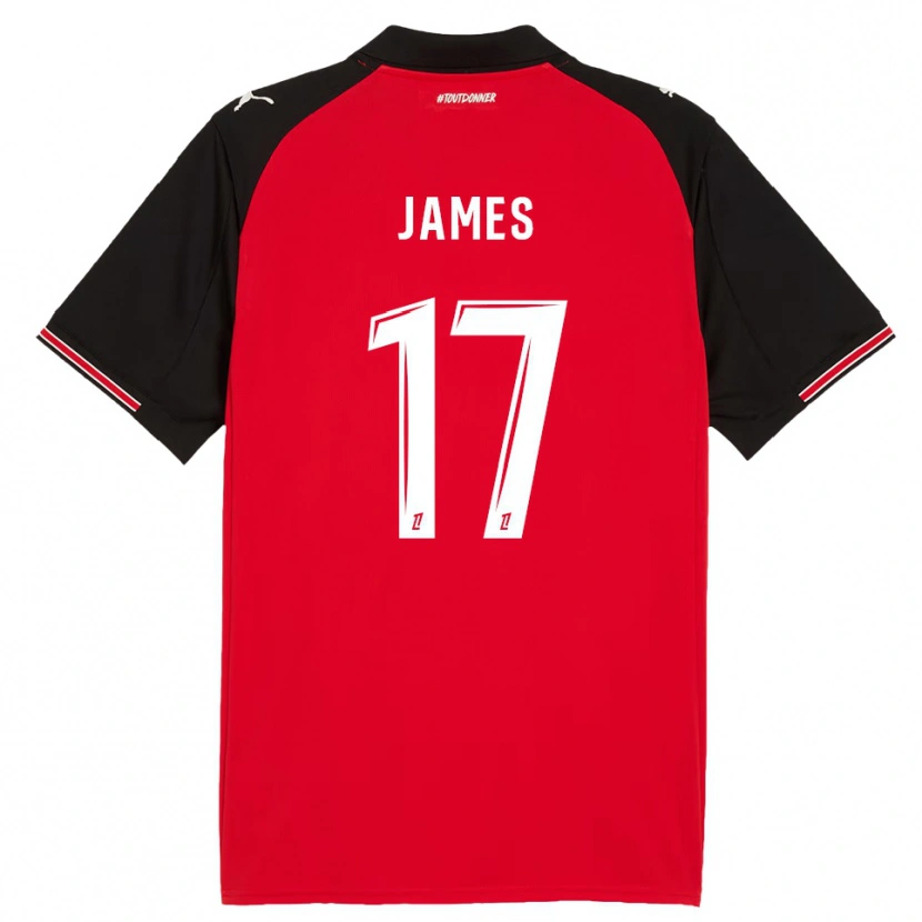 Danxen Homme Maillot Jordan James #17 Rouge Noir Tenues Domicile 2025/26 T-Shirt