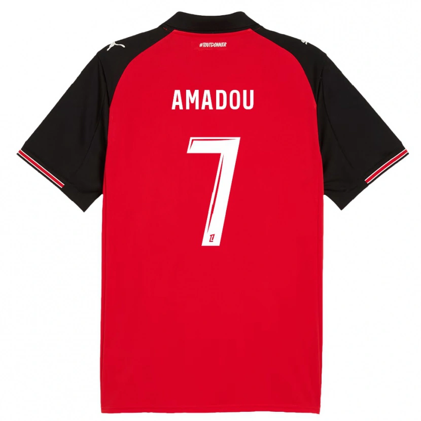 Danxen Homme Maillot Amadou Diallo #7 Rouge Noir Tenues Domicile 2025/26 T-Shirt