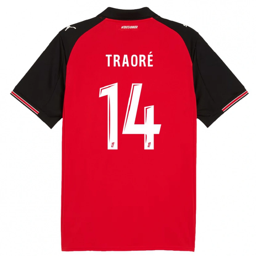 Danxen Homme Maillot Erwan Traoré #14 Rouge Noir Tenues Domicile 2025/26 T-Shirt