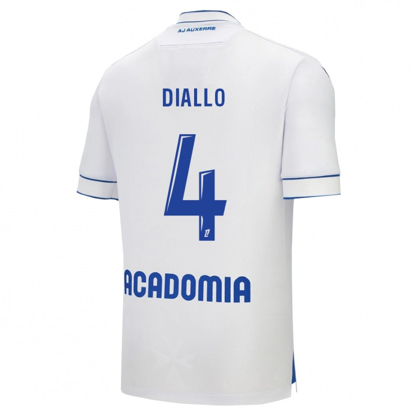 Danxen Homme Maillot Ibrahim Diallo #4 Blanc Bleu Tenues Domicile 2025/26 T-Shirt
