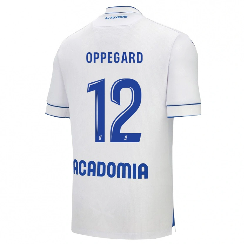Danxen Homme Maillot Fredrik Oppegård #12 Blanc Bleu Tenues Domicile 2025/26 T-Shirt