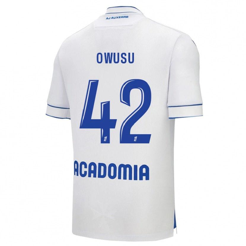 Danxen Homme Maillot Elisha Owusu #42 Blanc Bleu Tenues Domicile 2025/26 T-Shirt