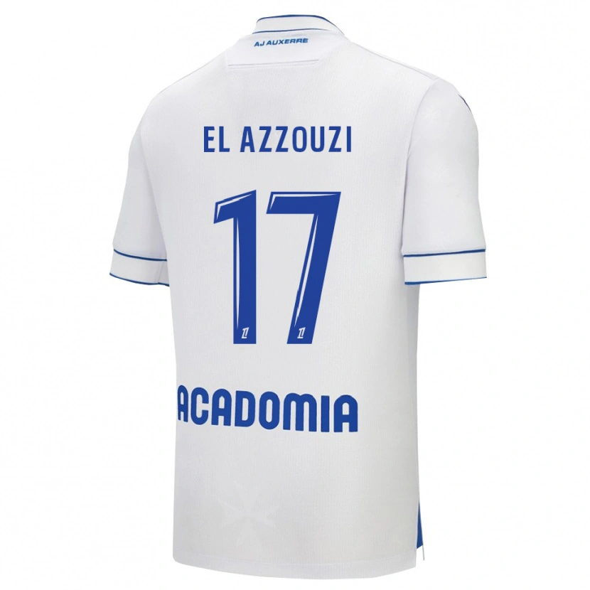 Danxen Homme Maillot Oussama El Azzouzi #17 Blanc Bleu Tenues Domicile 2025/26 T-Shirt