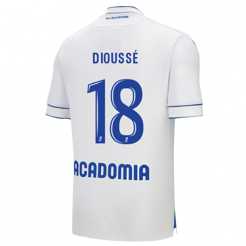 Danxen Homme Maillot Assane Dioussé #18 Blanc Bleu Tenues Domicile 2025/26 T-Shirt