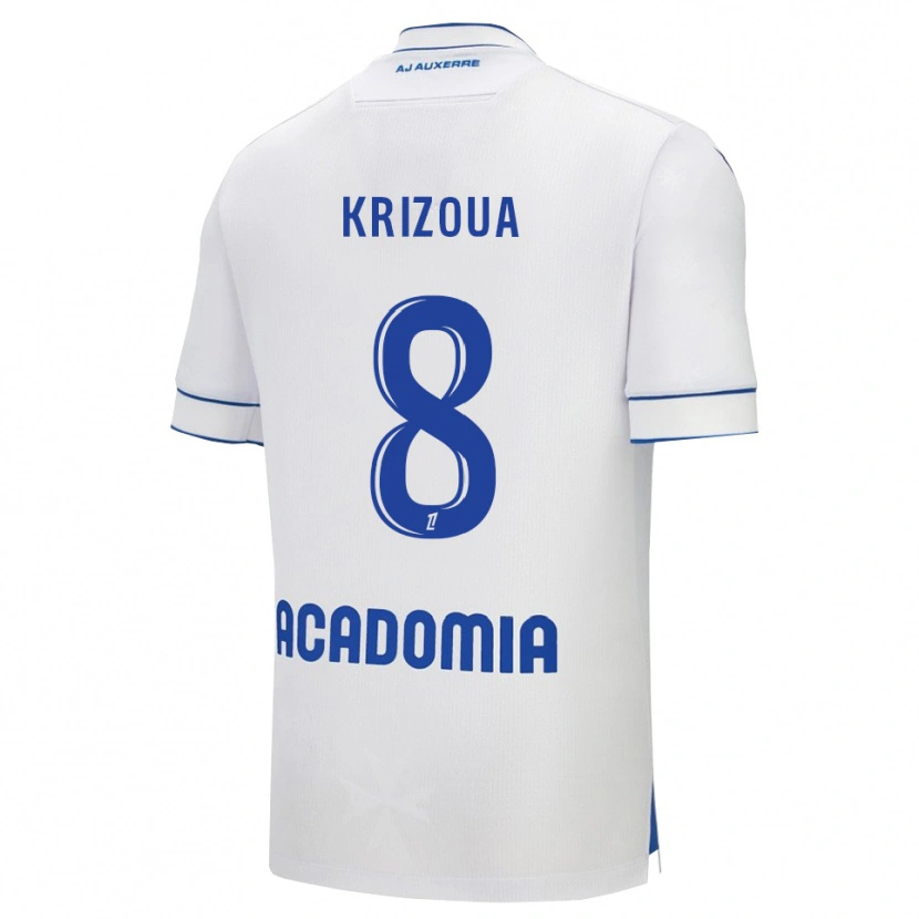 Danxen Homme Maillot Alvin Krizoua #8 Blanc Bleu Tenues Domicile 2025/26 T-Shirt