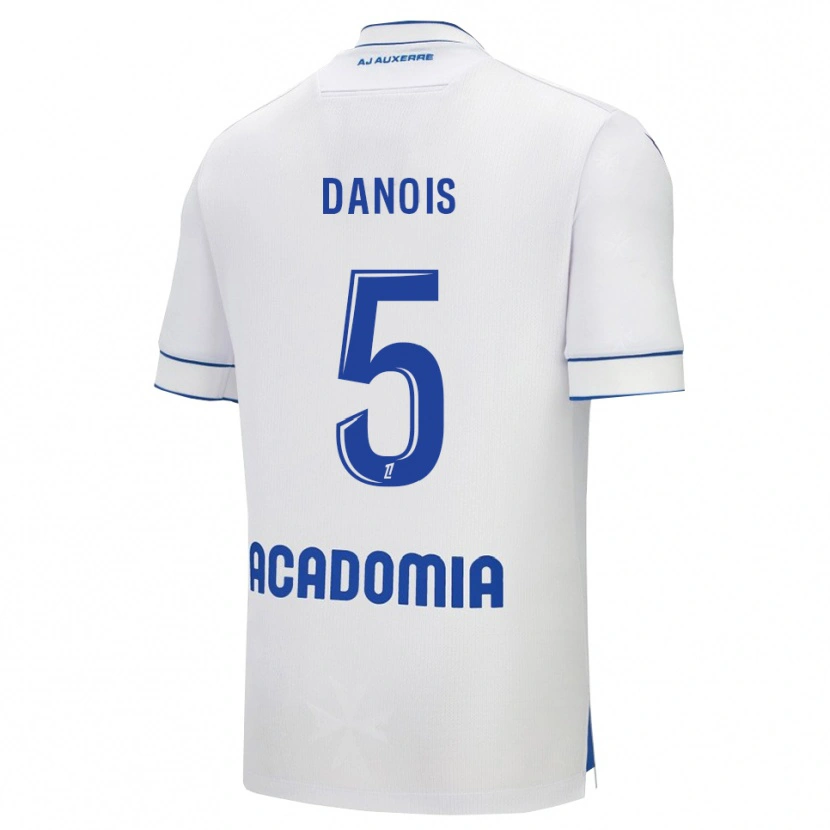 Danxen Homme Maillot Kévin Danois #5 Blanc Bleu Tenues Domicile 2025/26 T-Shirt
