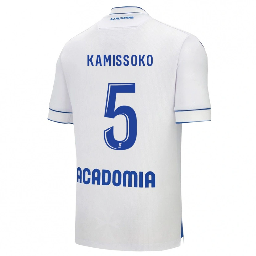 Danxen Homme Maillot Idriss Kamissoko #5 Blanc Bleu Tenues Domicile 2025/26 T-Shirt