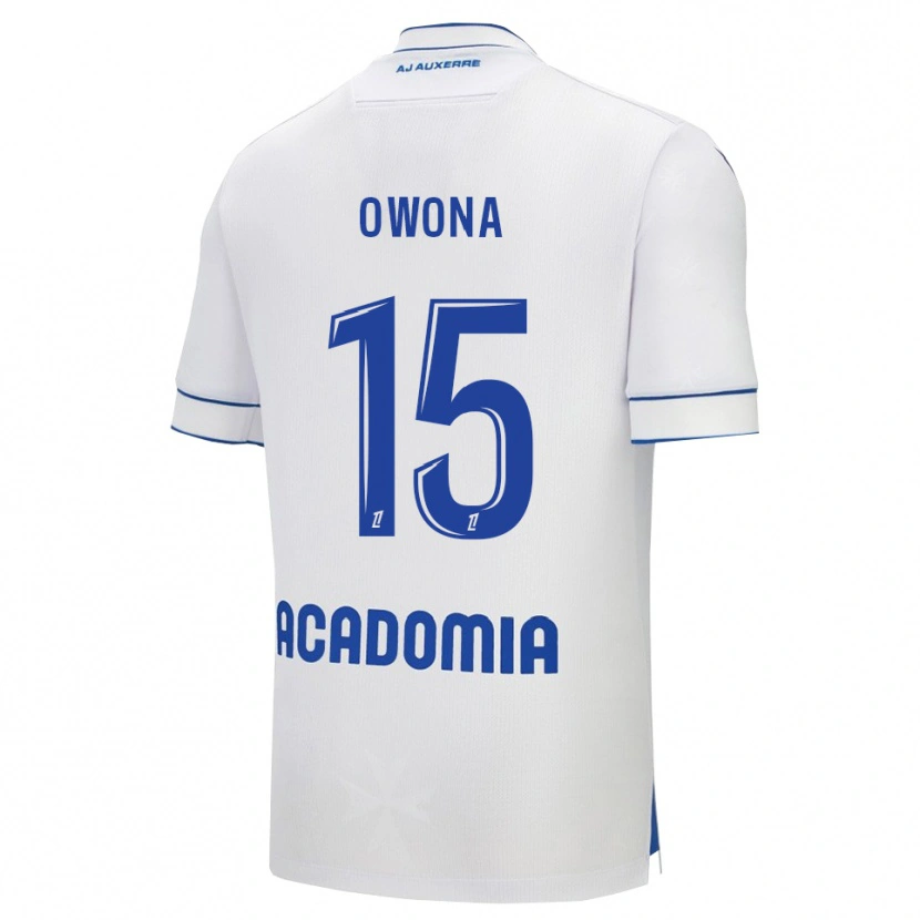 Danxen Homme Maillot Elijah Owona #15 Blanc Bleu Tenues Domicile 2025/26 T-Shirt