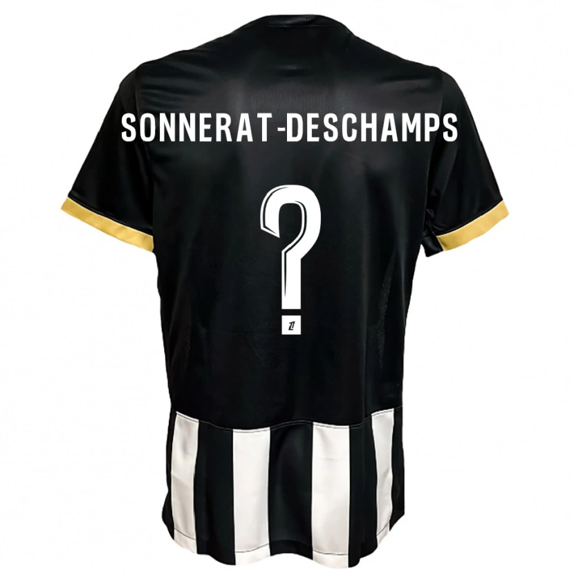 Danxen Homme Maillot Nattio Sonnerat-Deschamps #0 Noir Blanc Tenues Domicile 2025/26 T-Shirt