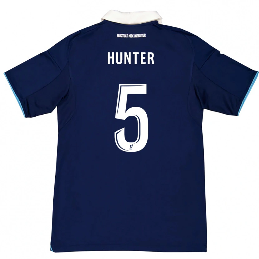 Danxen Homme Maillot Sarah Hunter #5 Bleu Foncé Blanc Tenues Domicile 2025/26 T-Shirt