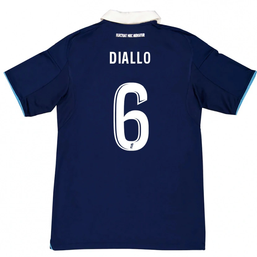 Danxen Homme Maillot Ibrahim Diallo #6 Bleu Foncé Blanc Tenues Domicile 2025/26 T-Shirt