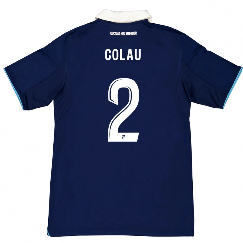 Danxen Homme Maillot Dimitri Colau #2 Bleu Foncé Blanc Tenues Domicile 2025/26 T-Shirt