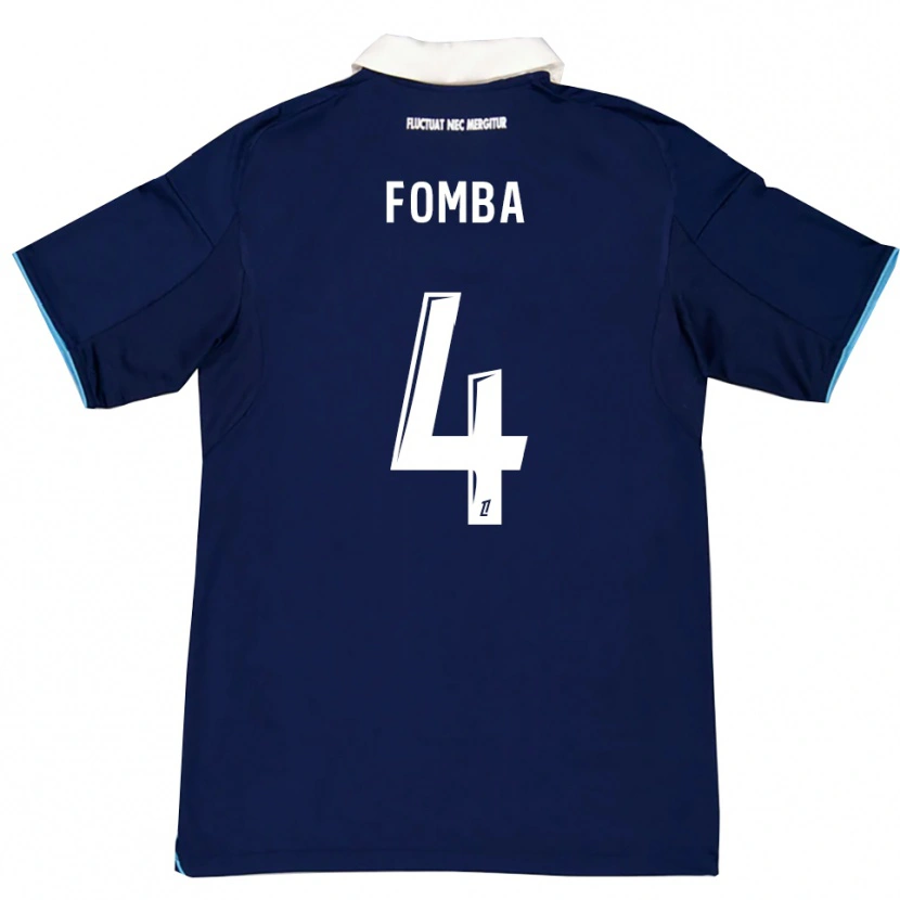 Danxen Homme Maillot Ibrahim Fomba #4 Bleu Foncé Blanc Tenues Domicile 2025/26 T-Shirt