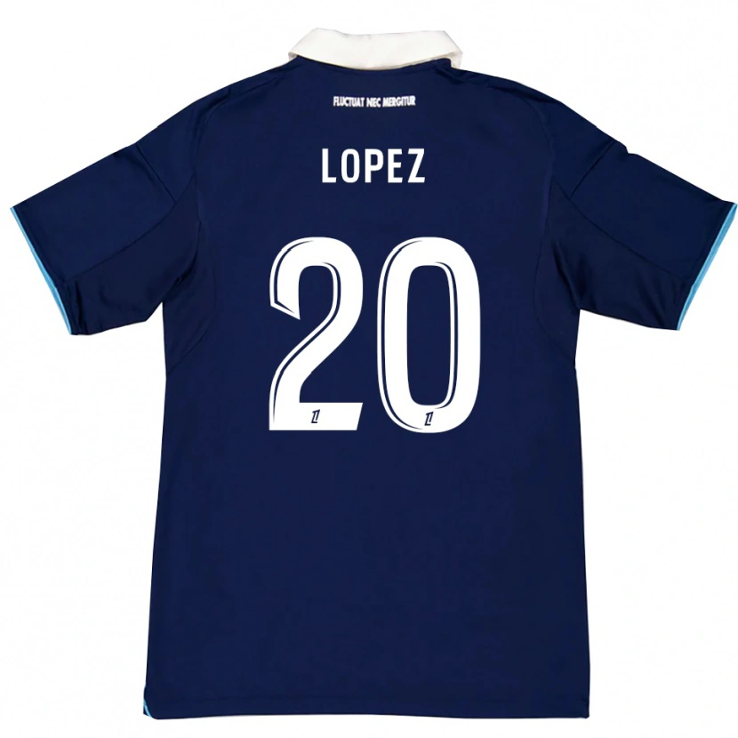 Danxen Homme Maillot Julien Lopez #20 Bleu Foncé Blanc Tenues Domicile 2025/26 T-Shirt