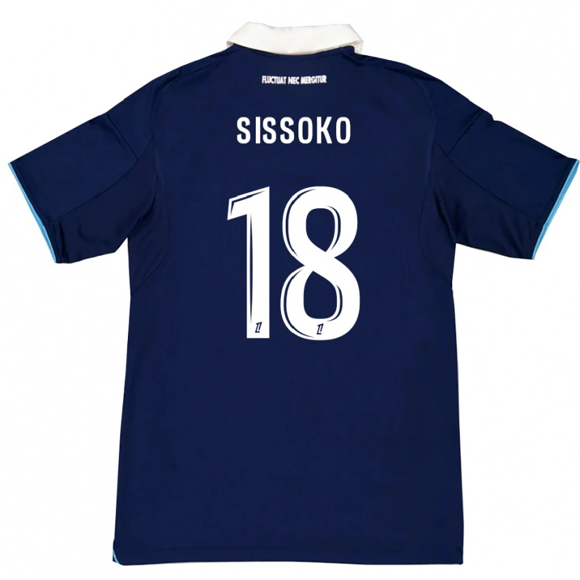 Danxen Homme Maillot Omar Sissoko #18 Bleu Foncé Blanc Tenues Domicile 2025/26 T-Shirt