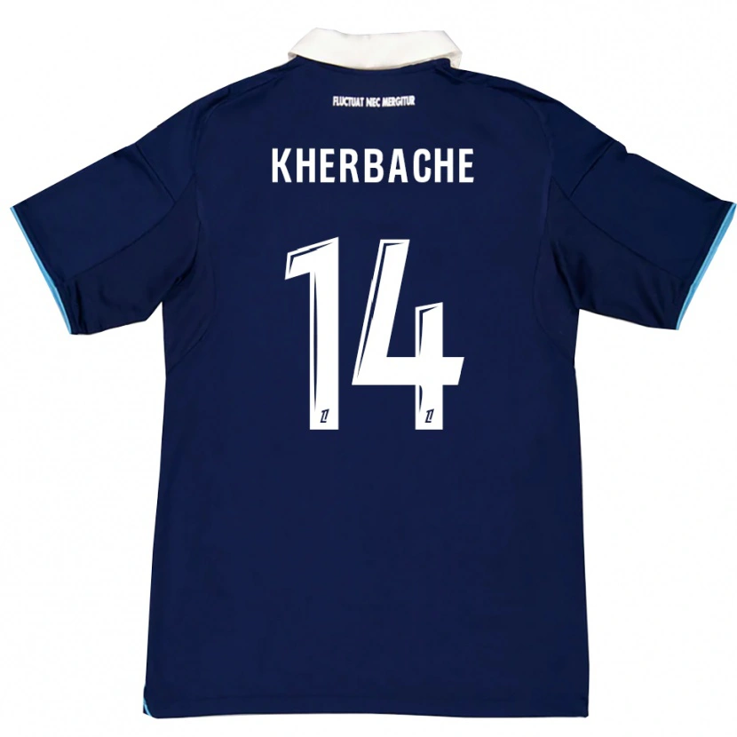 Danxen Homme Maillot Yoann Kherbache #14 Bleu Foncé Blanc Tenues Domicile 2025/26 T-Shirt