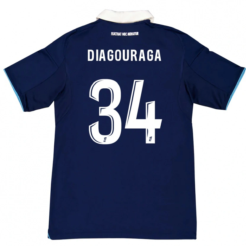 Danxen Homme Maillot Djibril Diagouraga #34 Bleu Foncé Blanc Tenues Domicile 2025/26 T-Shirt