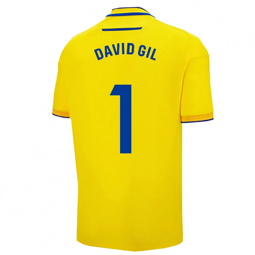 Danxen Homme Maillot David Gil #1 Jaune Marine Tenues Domicile 2025/26 T-Shirt