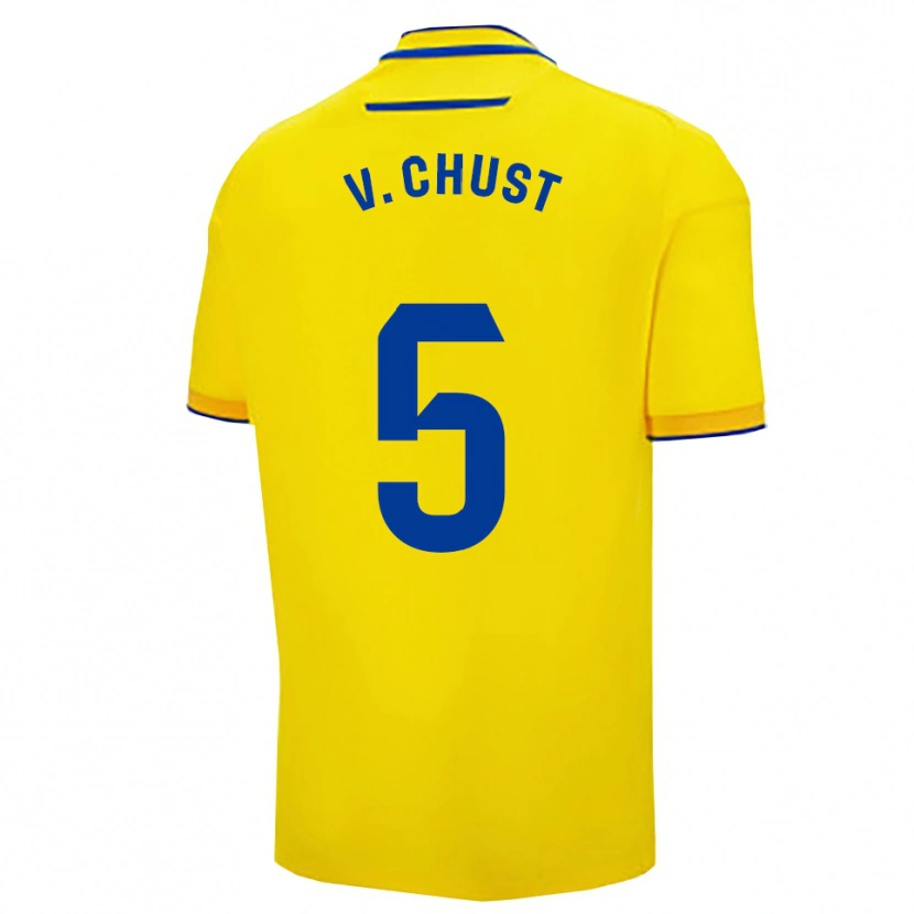 Danxen Homme Maillot Víctor Chust #5 Jaune Marine Tenues Domicile 2025/26 T-Shirt
