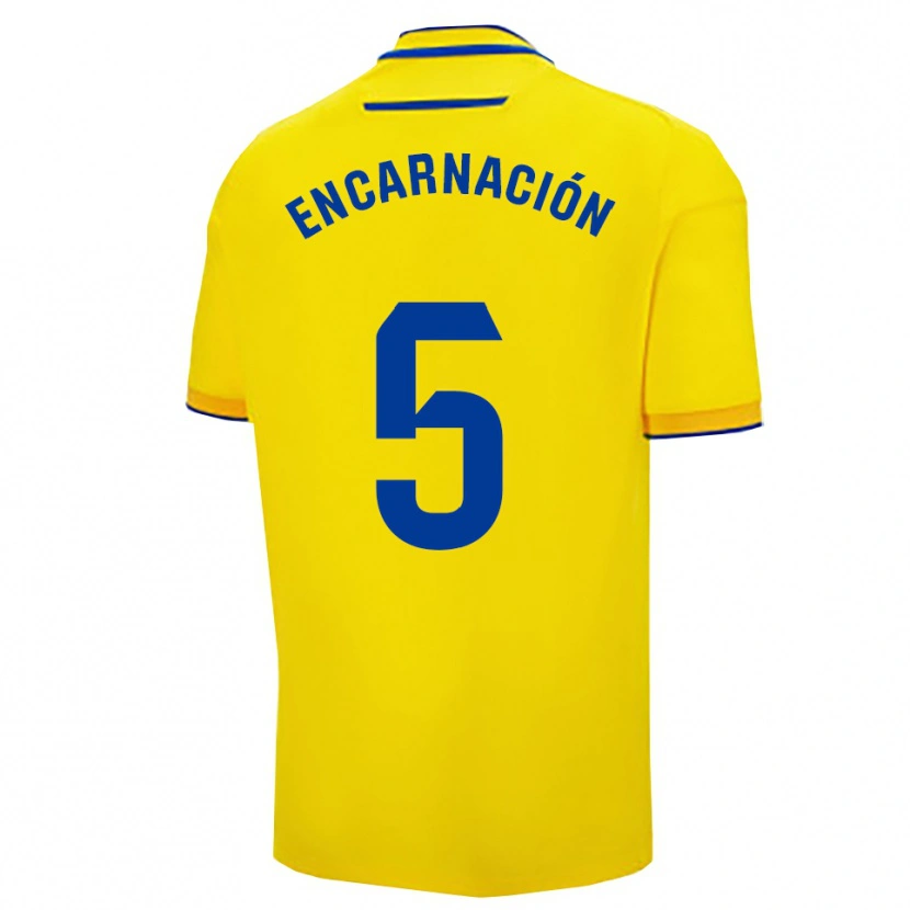 Danxen Homme Maillot Encarnación Picardo Amaya #5 Jaune Marine Tenues Domicile 2025/26 T-Shirt