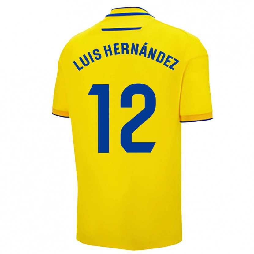 Danxen Homme Maillot Luis Hernández #12 Jaune Marine Tenues Domicile 2025/26 T-Shirt