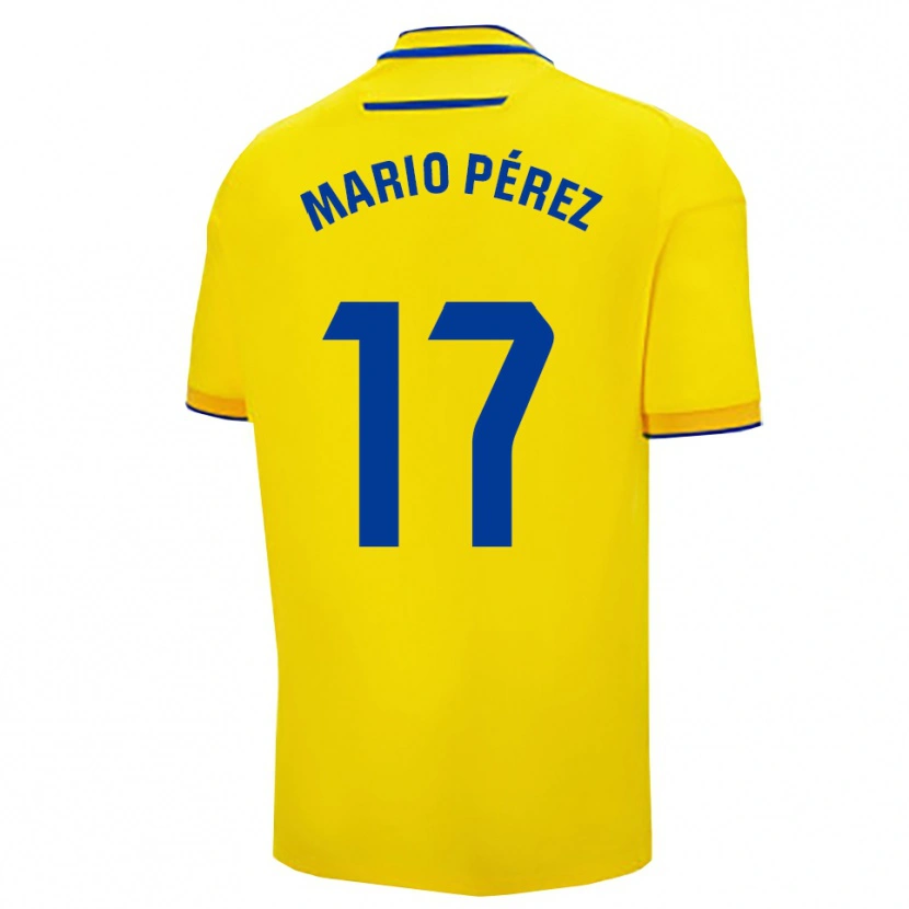 Danxen Homme Maillot Mario Pérez #17 Jaune Marine Tenues Domicile 2025/26 T-Shirt