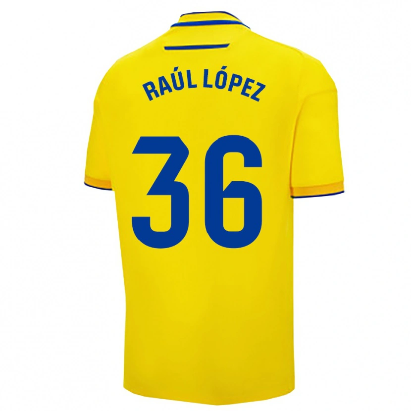 Danxen Homme Maillot Raúl López #36 Jaune Marine Tenues Domicile 2025/26 T-Shirt