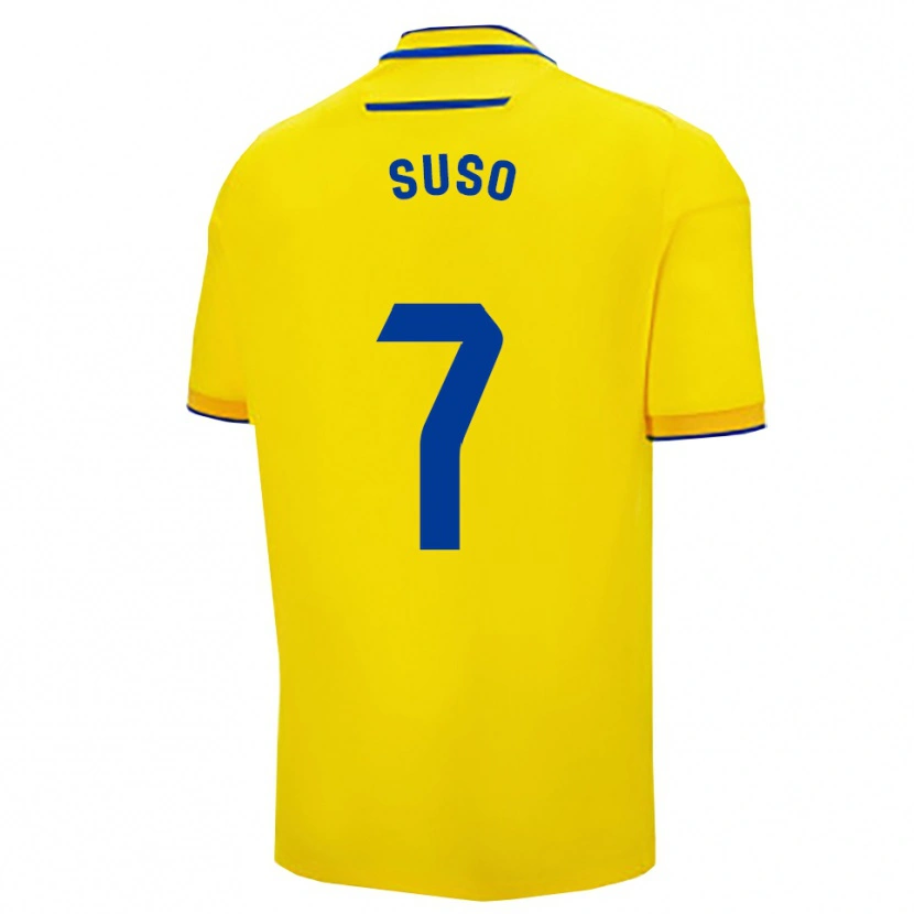 Danxen Homme Maillot Suso #7 Jaune Marine Tenues Domicile 2025/26 T-Shirt
