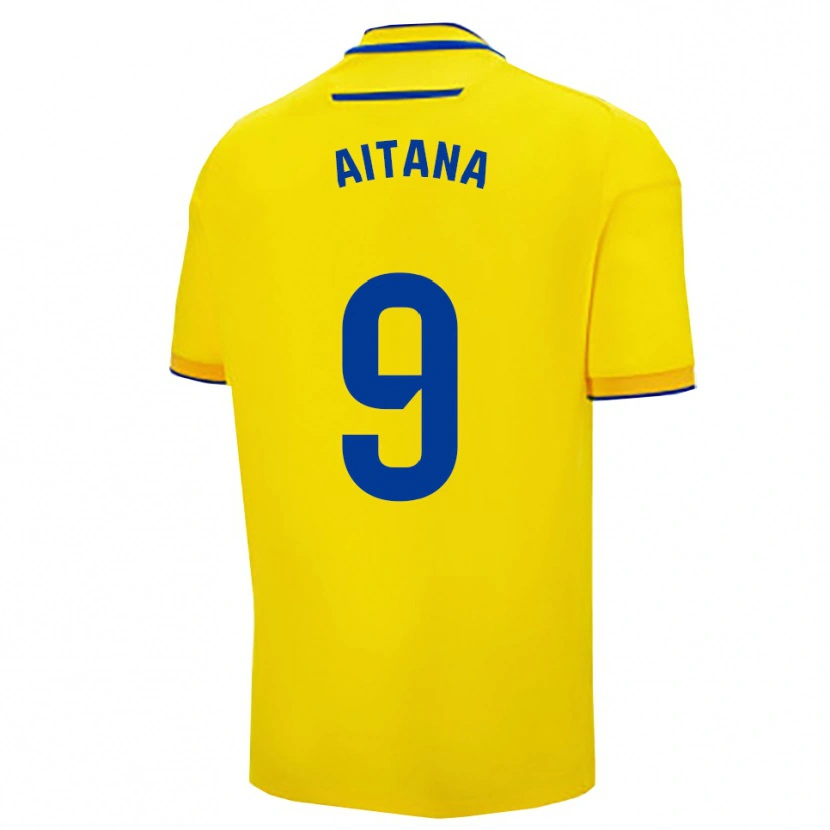 Danxen Homme Maillot Aitana Marchante Fernandez #9 Jaune Marine Tenues Domicile 2025/26 T-Shirt