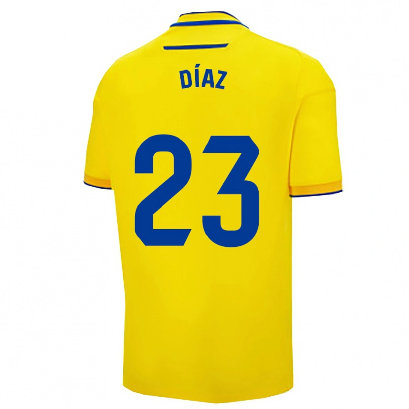 Danxen Homme Maillot Juan Díaz #23 Jaune Marine Tenues Domicile 2025/26 T-Shirt