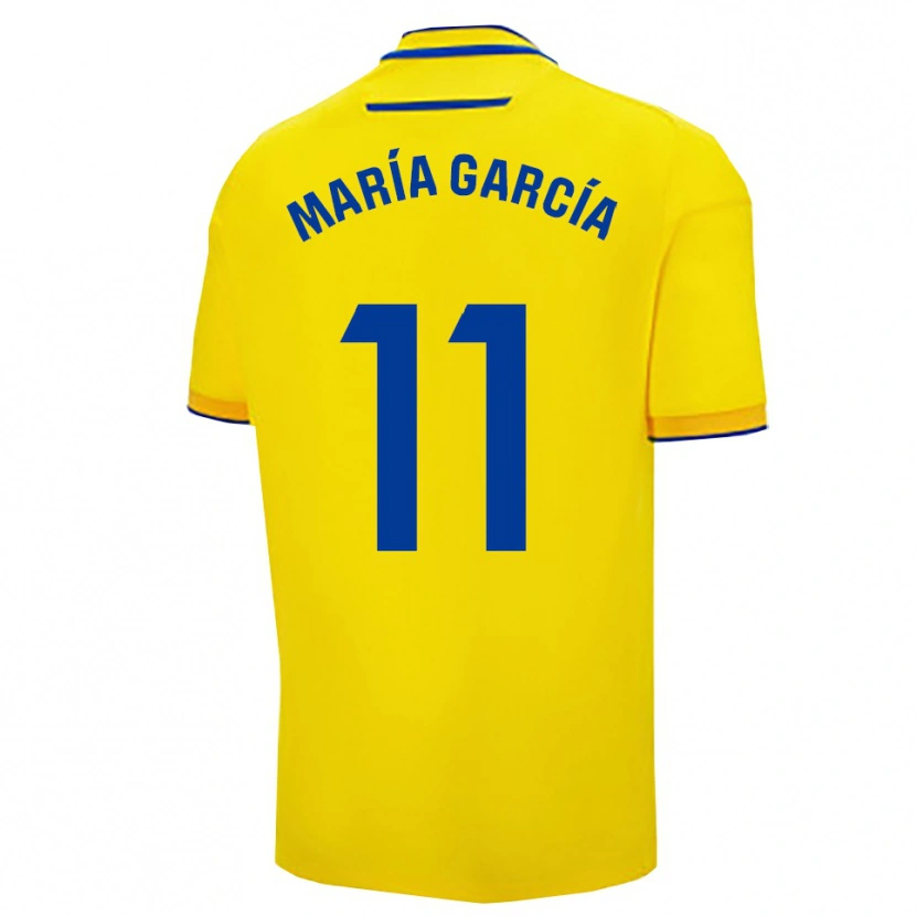 Danxen Homme Maillot María García Villega #11 Jaune Marine Tenues Domicile 2025/26 T-Shirt