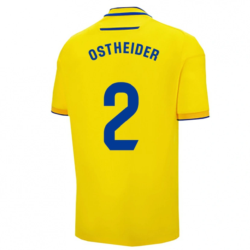 Danxen Homme Maillot Joachim Ostheider #2 Jaune Marine Tenues Domicile 2025/26 T-Shirt