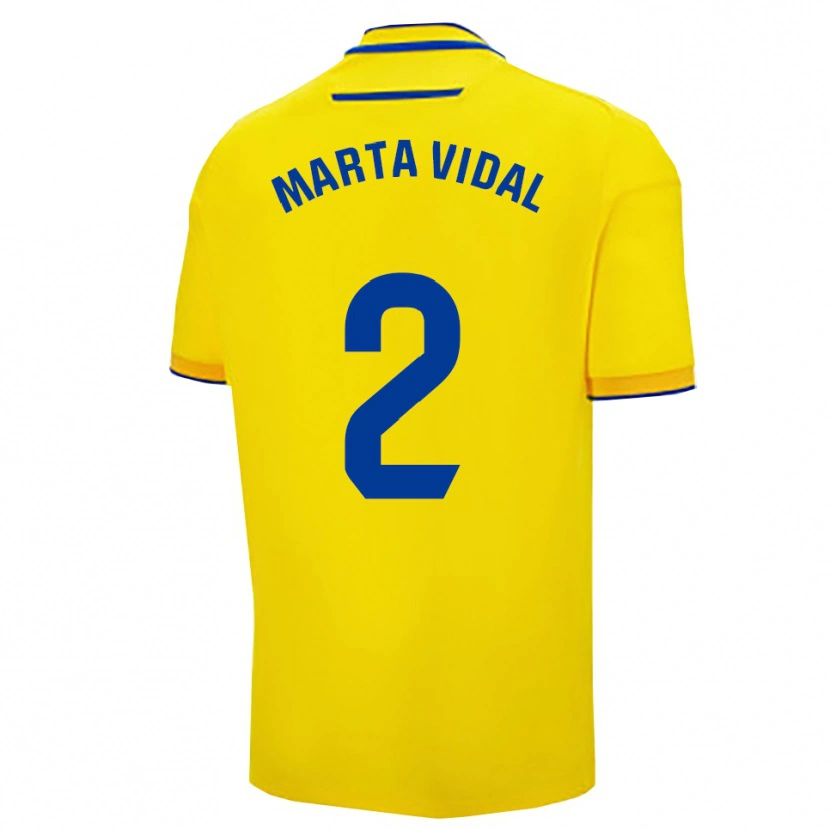 Danxen Homme Maillot Marta Vidal Vela #2 Jaune Marine Tenues Domicile 2025/26 T-Shirt
