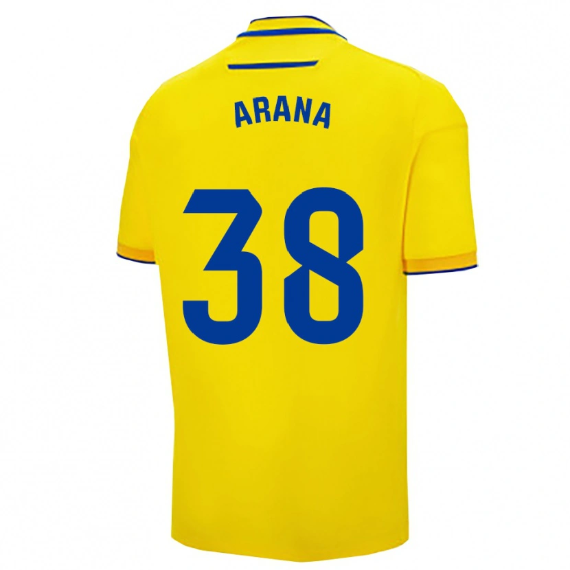 Danxen Homme Maillot Pablo Arana #38 Jaune Marine Tenues Domicile 2025/26 T-Shirt
