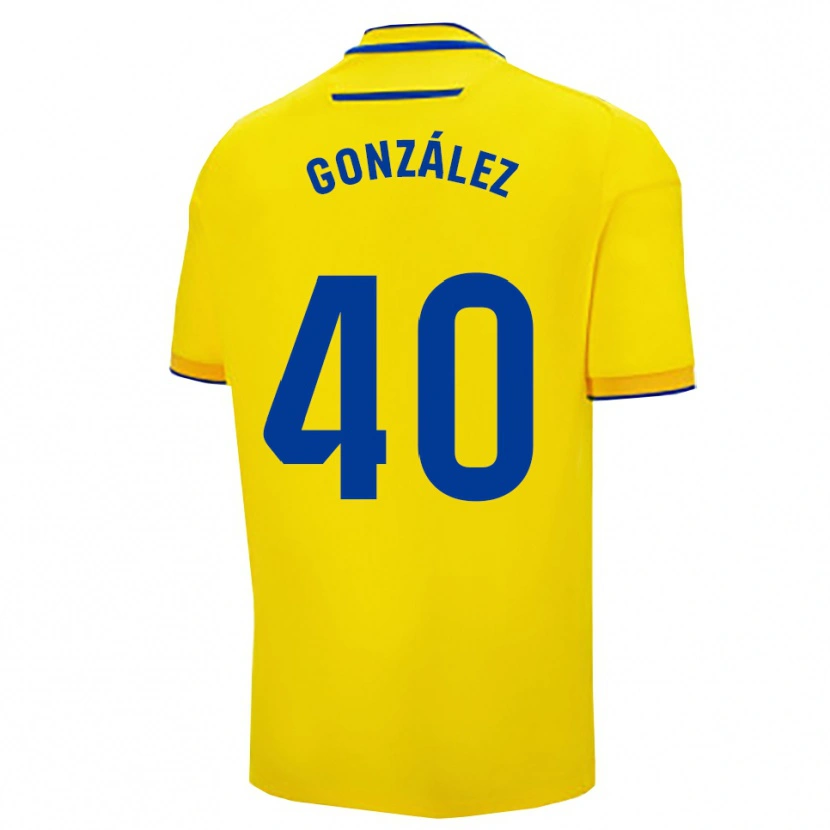Danxen Homme Maillot José González #40 Jaune Marine Tenues Domicile 2025/26 T-Shirt