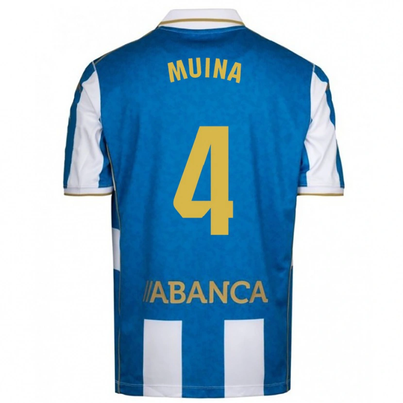 Danxen Homme Maillot Henar Muiña #4 Blanc Bleu Tenues Domicile 2025/26 T-Shirt