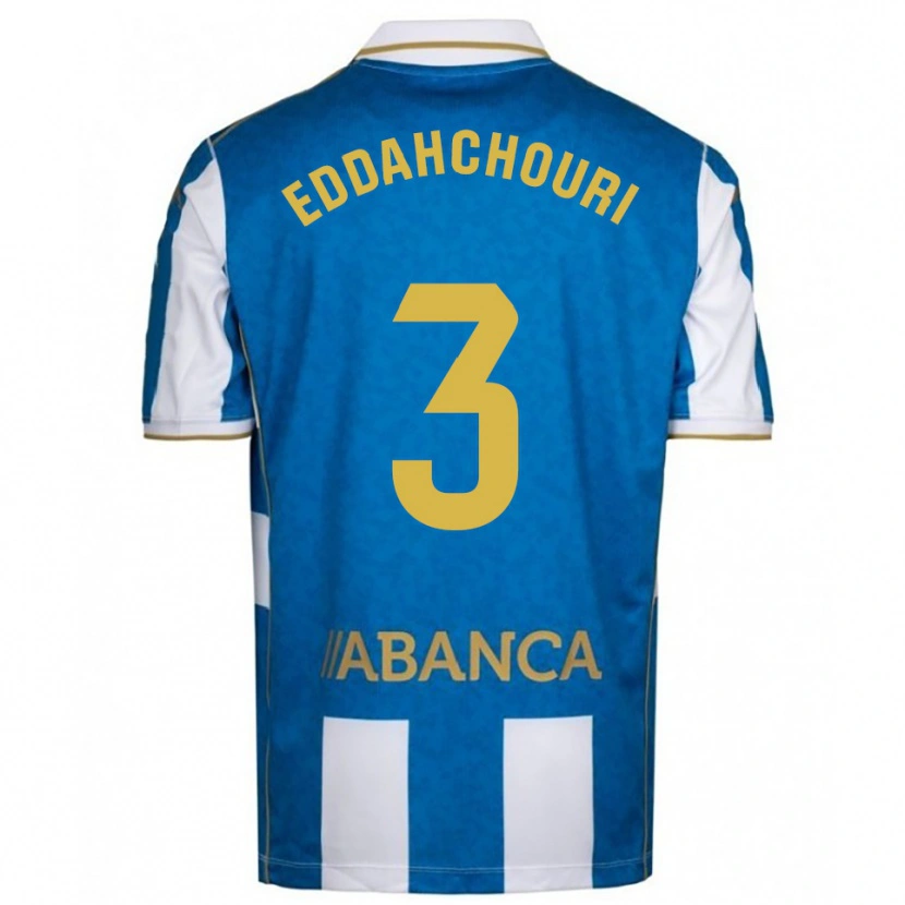 Danxen Homme Maillot Zakaria Eddahchouri #3 Blanc Bleu Tenues Domicile 2025/26 T-Shirt