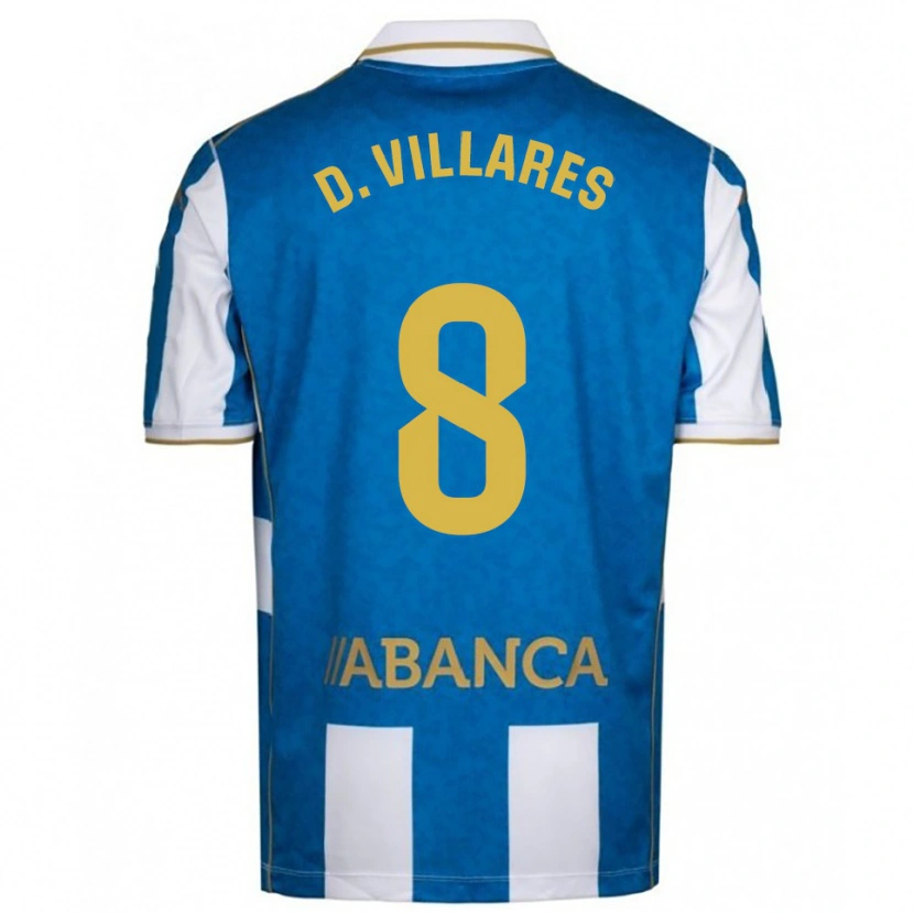 Danxen Homme Maillot Diego Villares #8 Blanc Bleu Tenues Domicile 2025/26 T-Shirt