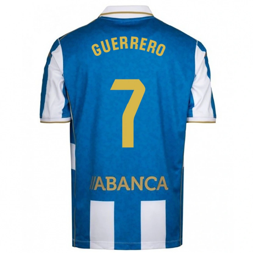 Danxen Homme Maillot Adrián Guerrero #7 Blanc Bleu Tenues Domicile 2025/26 T-Shirt