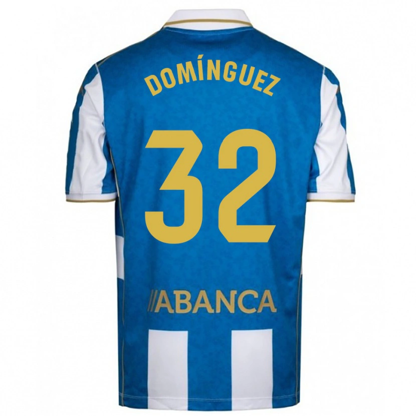 Danxen Homme Maillot David Domínguez #32 Blanc Bleu Tenues Domicile 2025/26 T-Shirt