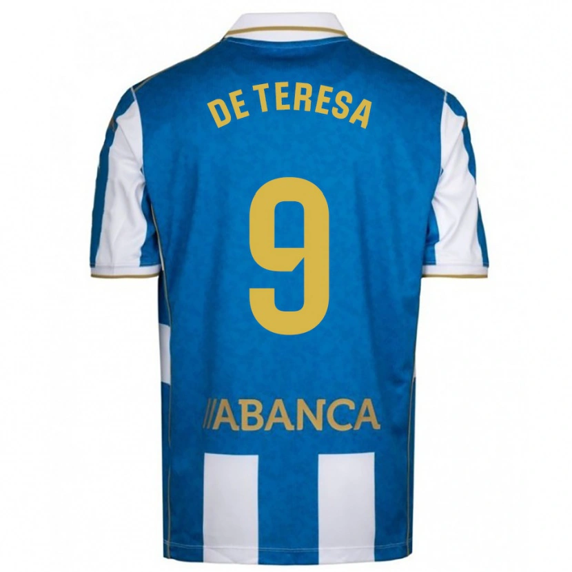 Danxen Homme Maillot Ana Lucía De Teresa #9 Blanc Bleu Tenues Domicile 2025/26 T-Shirt