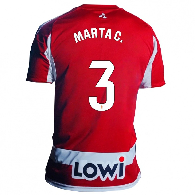 Danxen Homme Maillot Marta Carrasco García #3 Rouge Blanc Tenues Domicile 2025/26 T-Shirt