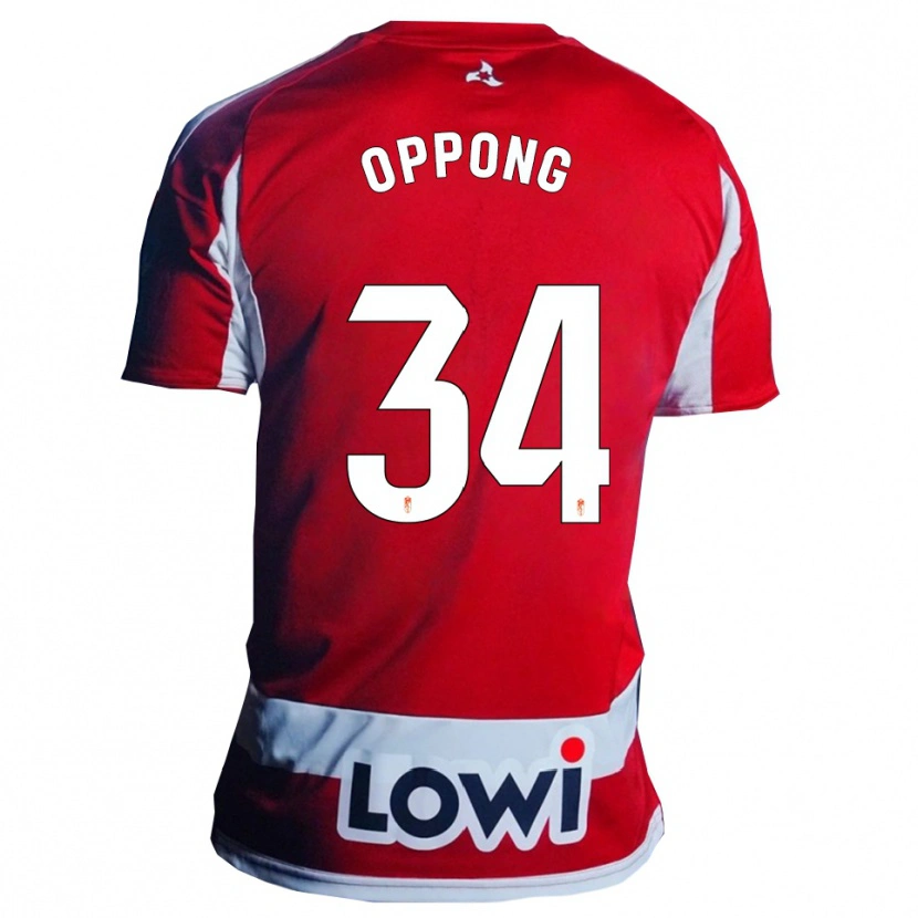 Danxen Homme Maillot Oscar Naasei Oppong #34 Rouge Blanc Tenues Domicile 2025/26 T-Shirt