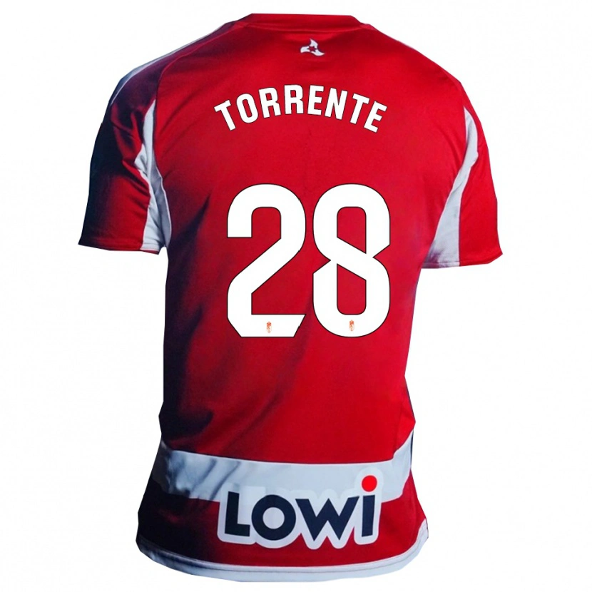 Danxen Homme Maillot Raúl Torrente #28 Rouge Blanc Tenues Domicile 2025/26 T-Shirt