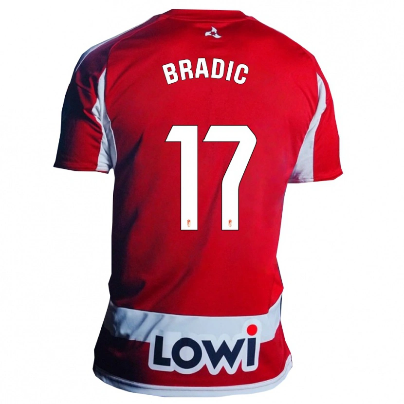 Danxen Homme Maillot Biljana Bradić #17 Rouge Blanc Tenues Domicile 2025/26 T-Shirt