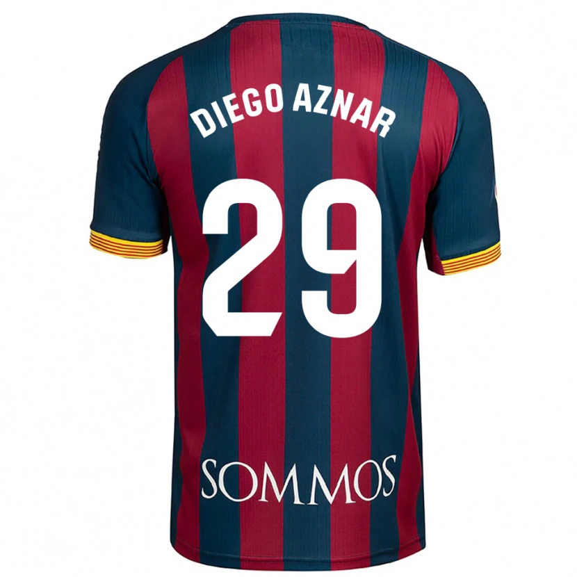 Danxen Homme Maillot Diego Aznar #29 Marine Bleu Rouge Tenues Domicile 2025/26 T-Shirt