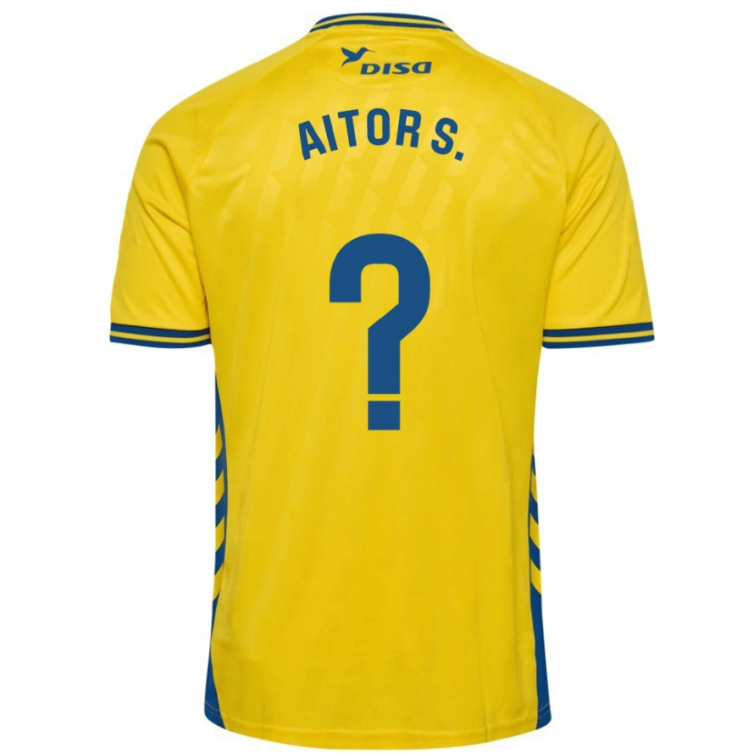 Danxen Homme Maillot Aitor Sánchez #0 Jaune Bleu Tenues Domicile 2025/26 T-Shirt