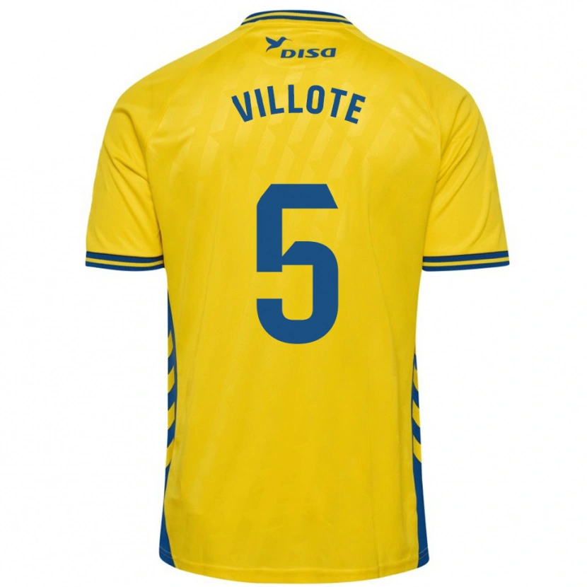 Danxen Homme Maillot Víctor Villote #5 Jaune Bleu Tenues Domicile 2025/26 T-Shirt