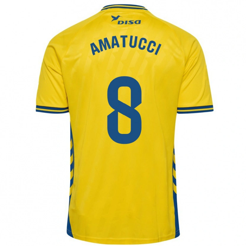 Danxen Homme Maillot Lorenzo Amatucci #8 Jaune Bleu Tenues Domicile 2025/26 T-Shirt
